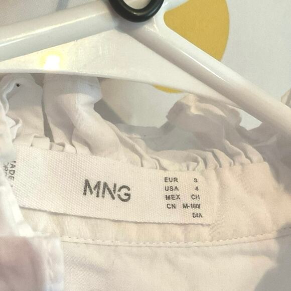 MNG Size 4 White Ruffle Blouse Button Front - Picture 12 of 12